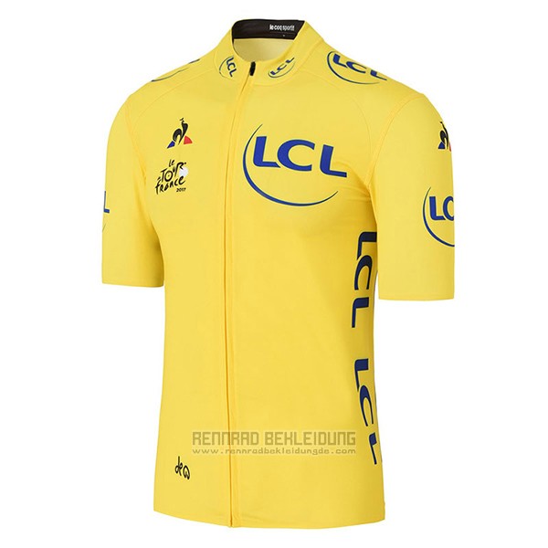 2017 Fahrradbekleidung Tour de France Gelb Trikot Kurzarm und Tragerhose